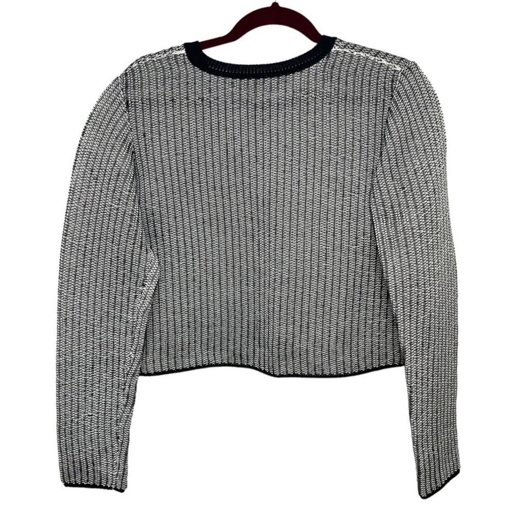 Alexander Wang Black & White Vinyl Technical Tweed Long Sleeve Crop Top Women S - Picture 10 of 14